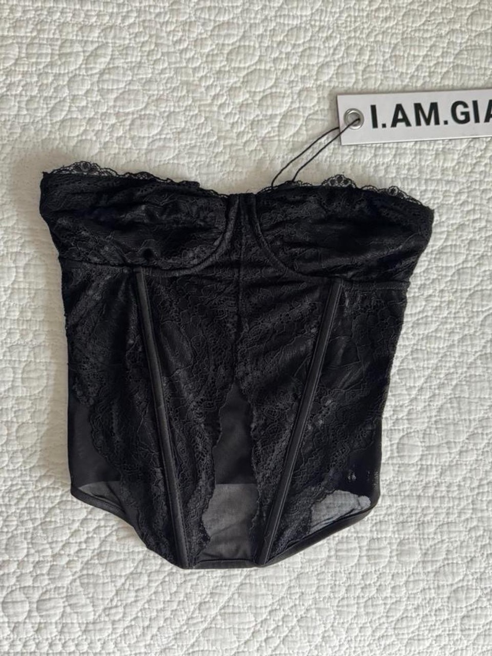 NWT I AM GIA Demie Black Lace Corset Top XXS
